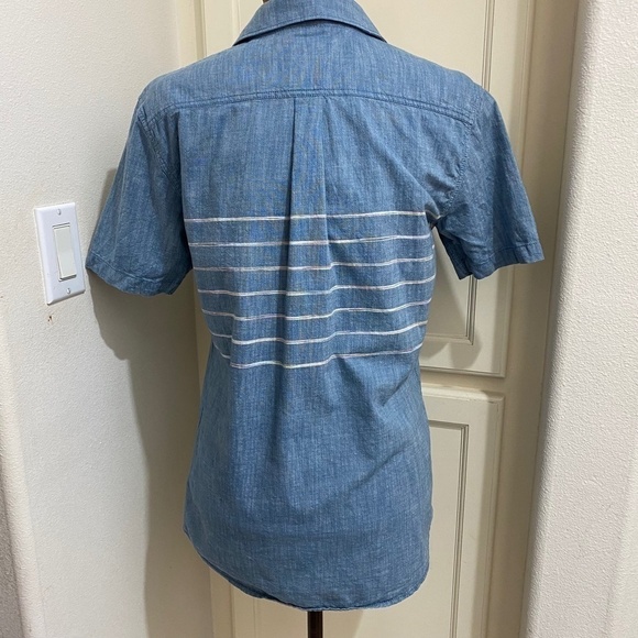 Vans Off The Wall Button Up Shirt Men's Small Short Sleeve Tailored Fit Blue - Picture 6 of 8